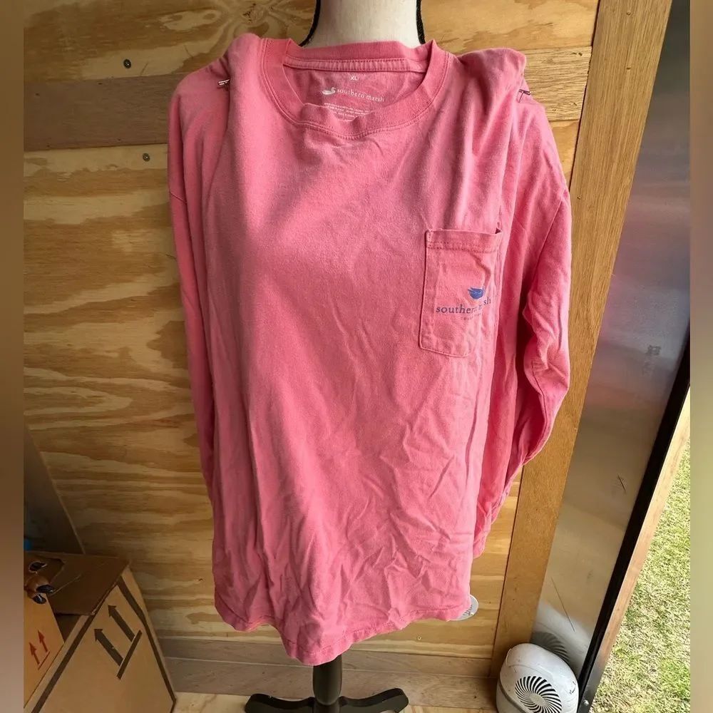 Southern Marsh Pink Long Sleeve Shirt with Pocket